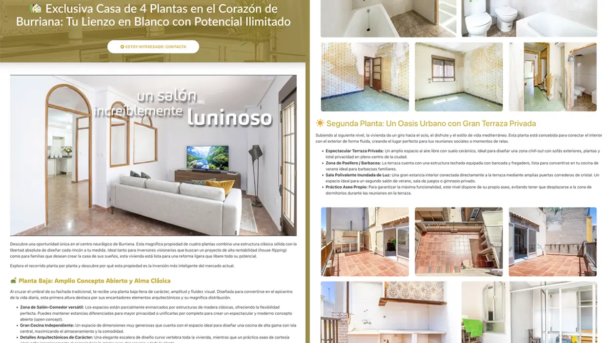 web para venta de casa